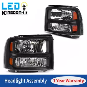 Headlights For 2005-2007 Ford F250 F350 F450 F550 Super Duty Black Housing Set - Bild 1 von 7