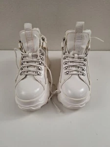BUFFALO Fina Lace-Up White Platform Sneakers Shoes Size 38 EU, 7.5 US - Picture 1 of 11