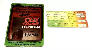 Ozzy Osbourne Blizzard Of Ozz Tour Ticket Stub & Tour Pass Alpine Valley 23.08.81 - Bild 1 von 12