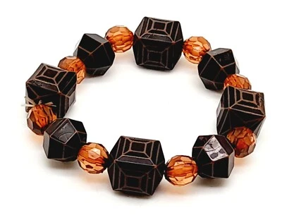 B001 Pulseras Vintage Geométricas y Multi Cuentas Marrón Serie Elásticas Moda Foto 1 de 4