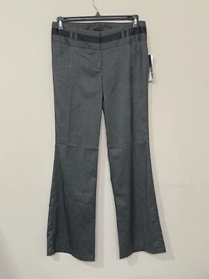 Pantalones de vestir clásicos cómodos de tiro medio delanteros planos grises My Michelle para mujer s 7 Foto 1 de 4