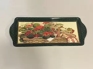2001 Medium Melamin Tablett Pat Richter Red Geranium Basket Farmhouse Cottage - Bild 1 von 7
