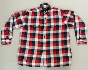 Flannel Red Plaid Men's Large Workwear Towncraft Vintage Quilted Lined - Picture 1 of 9