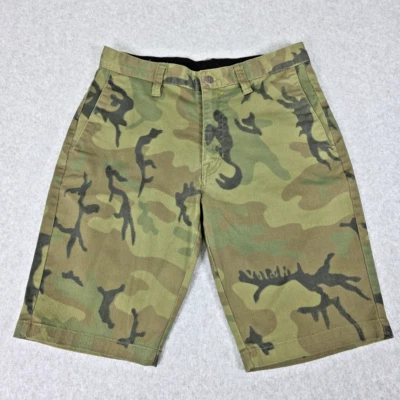 Volcom Shorts Men's Size 28 x 10" Green Camouflage Flat Front, Pockets, Stretch - Image 1 of 4
