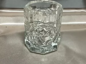 Soporte de palillo de dientes coroneta de vidrio prensado transparente vintage hojas de uvas diseño elevado - Imagen 1 de 5