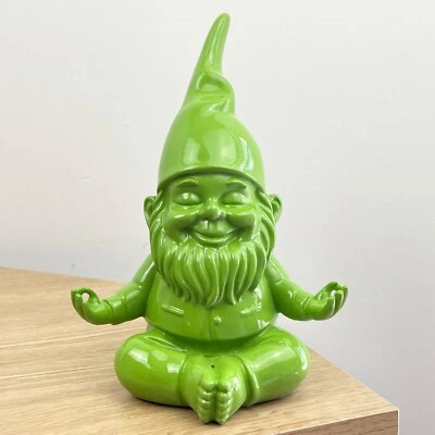 Ornament for Living Room Meditating Zen Yoga GREEN Gnome Gonk Garden Quirky Gift - Image 1 of 4