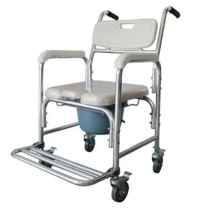Rolling Casters Elderly Commode Wheelchair Mobile Toilet Seat Toilet Bath Chair - Picture 1 of 8