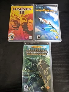 Lot Of 3 Sony PSP Games CIB Complete And Tested Socom Lumines 2 Wipeout Pure - Picture 1 of 11