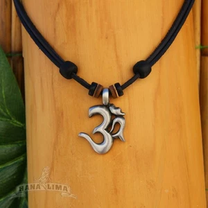 Lederkette Halskette Surferkette Om Buddha Kette Herrenkette Damenkette Surfer - Bild 1 von 12