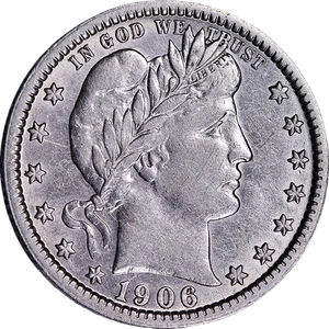 1906-O Barber Quarter Nice AU Nice Eye Appeal Nice Strike - Picture 1 of 2