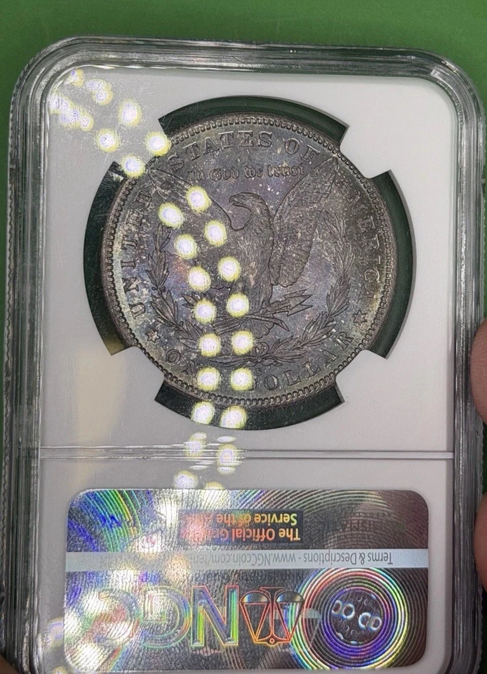 Vivid Blue/Purple Galaxy Reverse Toned Morgan Silver 1880-S MS-64 NGC SEE VIDEO! - Image 1 of 4