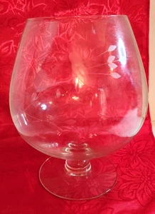 Princess House Heritage Glass  Etched Large Brandy Snifter 8 1/2” ~ Footed Vase - Picture 1 of 5