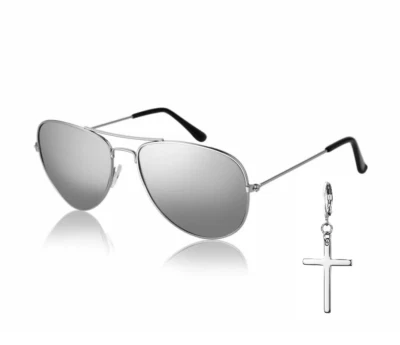 Gafas de sol George Michael Faith y pendiente cruzado disfraz de wham plateado clip Foto 1 de 4