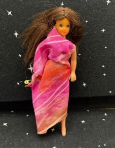 Vintage Fashion Doll 6" Hong Kong Long Brown Hair Blue Eyes W/Dress 1970's - Picture 1 of 7
