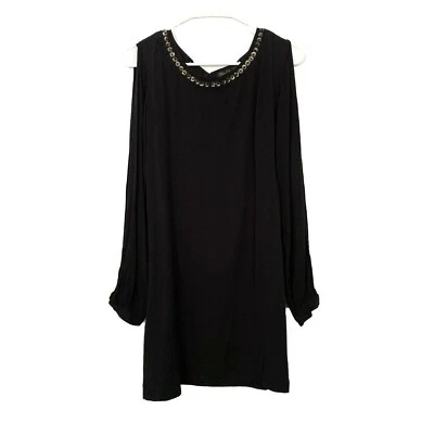 Elizabeth and James Dress Womens Small Black Embellished Long Sleeve Shift  - Image 1 of 4