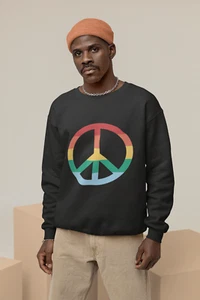 Felpa Girocollo Peace Pace War LGBT Pride Queer Divertente Social Love Rainbow - Imagen 1 de 6