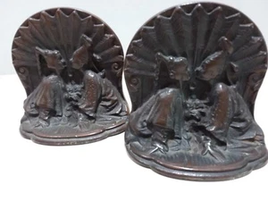 Antique Vtg Book Ends Art Deco Oriental Wedding Couple Bronzemet Circa 1920's - Picture 1 of 6