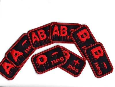 Blood Type Patch Embroidered Iron On Blood Type Fabric Patch - Image 1 of 4