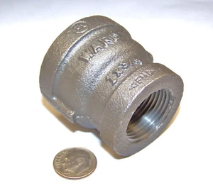 WARD 1" X 3/4" F NPT REDUCER BELL COUPLING CLASS 150 FM MALLEABLE IRON 1.75" L - Picture 1 of 4