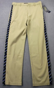 Ralph Lauren Polo Boys Khaki Side Stripe Warm Up Stretch Chino Pants NWT 18 $65 - Picture 1 of 4