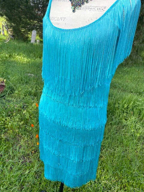 Vestido California Costume Collection Flecos Estilo Años 20 Aleta MED Turquesa Foto 1 de 4