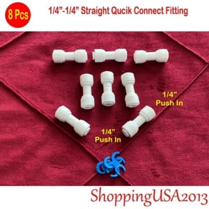 8 Pcs Quick Connect Straight Fittings 1/4"-1/4" Push In Ro Water Filter System - Picture 1 of 9