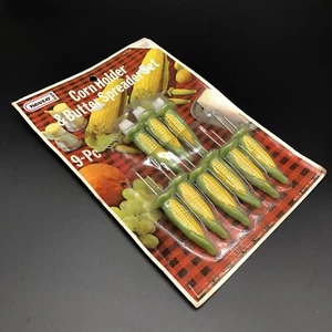 Juego de soporte de maíz y esparcidor de mantequilla Hong Kong nuevo stock antiguo - Imagen 1 de 3