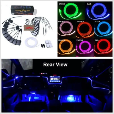 64 Color DIY 1-In-10 No Threading Ambient Light Atmosphere Lamp Optic Fiber Band - Image 1 of 4