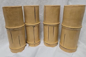 Vtg 61 Design PMP Paul Marshall Ceramic Bamboo Tiki Mugs Set Of 4 - Picture 1 of 5
