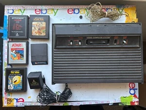 Atari 2600 Black Console CX2600A - Untested with Power Cord and 5 games Pac-Man - Picture 1 of 20