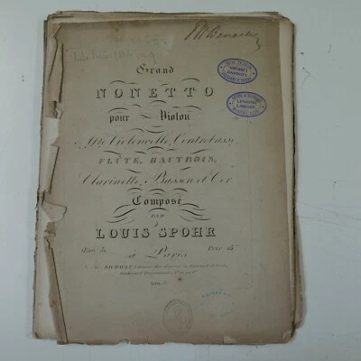 LOUIS SPOHR grand nonetto op.31 , antique set of parts circa 1820 - Image 1 of 2