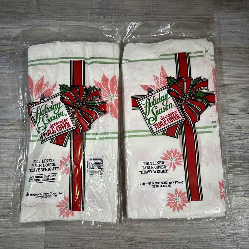American Tissue Corp Holiday Season Decorator Table Cover Vintage Christmas
