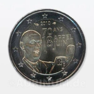 2 Euro France 2010 70th Anniversary Appel Gaulle - Picture 1 of 2