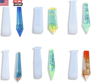 6Pcs Spirit Pendulum Resin Silicone Moulds Crystal Energy Stone Casting Molds Je - Picture 1 of 4