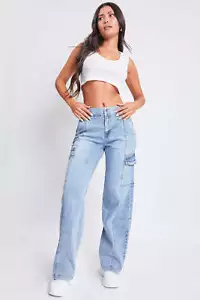 YMI Jeanswear High-Rise Straight Cargo Jeans - Picture 1 of 6