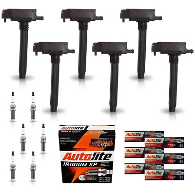 6 bobinas de ignição e 6 velas de ignição Autolite Iridium para 17-24 Chrysler Pacifica 3.6L - Imagem 1 de 4