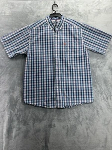 Ariat Pro Series Button Down Short Sleeve Plaid Shirt Large Western Cowboy Farm - Picture 1 of 23