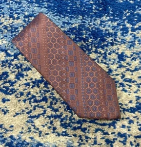 Liberty of London Vintage Mauve Pink Blue Bias Geometric Stripes Silk Necktie US - Picture 1 of 5