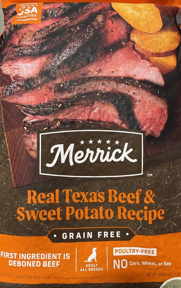 Merrick Grain Free Dry Adult Dog Food, Real Texas Beef And Sweet Potato, 22 LB
