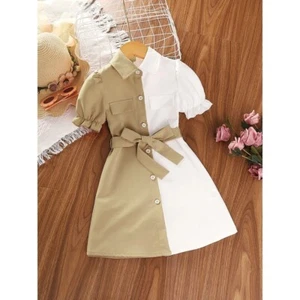 Dress For Kids 5-7 Years old Fashion Short Sleeve Princess Formal Button - Picture 1 of 1