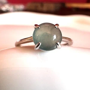 Beautiful Grade A Burma Jadeite Ring S925 Sterling Silver Elegant Natural Green - Picture 1 of 9