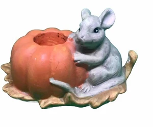 Portacandele bastone topo e zucca centrotavola ringraziamento vintage - Foto 1 di 9