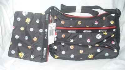 Bolsa Hobo Clássica Lesportsac Pokemon Dot com Bolsa Preta 7520 G687 Nova com etiquetas - Imagem 1 de 4