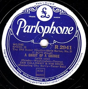 RARE 1944 CAB CALLOWAY 78 A GHOST OF A CHANCE / WILLOW WEEP FOR ME PARL R 2941 E - Picture 1 of 1
