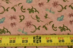 By 1/2 Yd, Blue Olive & Burgundy Insects on Mottled-Dark-Pink, Taylor, Moda,V649 - Picture 1 of 8