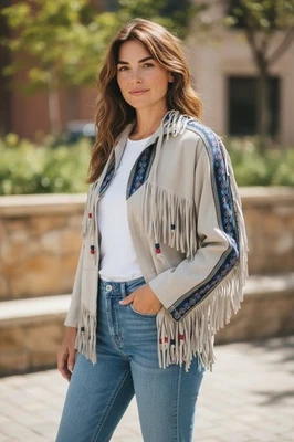  Chaqueta tribal india americana vintage para mujer lana suroeste mediana  Foto 1 de 4