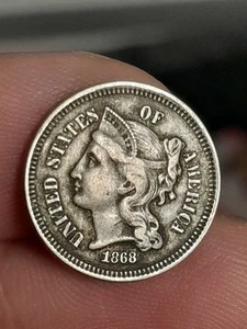 1868 Three Cent Nickel Piece 3¢ (VF) #1 - Picture 1 of 4