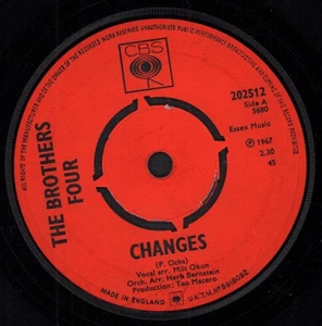 Brothers Four Changes 7" vinyl UK Cbs 1967 4 prong label design 202512 - Picture 1 of 2