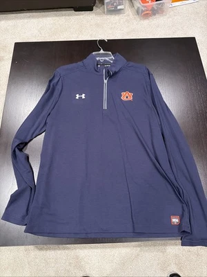 Pullover Under Armour 1/4 Cremallera Hombre XL Azul Castaño Rojizo Tigres Equipo Emitido Foto 1 de 4