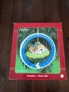 VINTAGE CARLTON KARTEN ERBSTÜCK ENKEL’S ERSTE WEIHNACHTEN 2001 Doggy - Bild 1 von 4